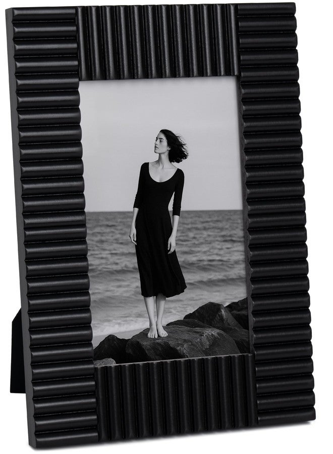 SUMGAR 5x7 Black Picture Frame Wood Photo Frame Modern Classic Living Room Office Decor Tabletop Wall Hanging Display Artwork Painting Gift for Family Friends Birthday Graduation Wedding - Image 1